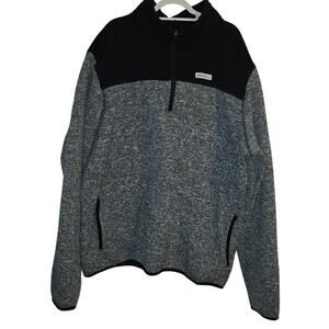 Eddie Bauer Men’s 1/4 Zip Knit Sweater Mock Neck Gray Black Size XL